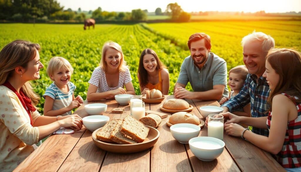 Familie genießt natürliche Ernährung