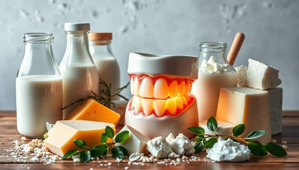 Milchprodukte und weiße Zähne